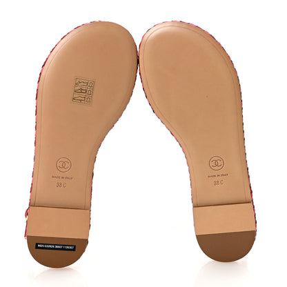 Chanel Lambskin Braided CC Logo Thong Sandals 38 Red 6 of 8