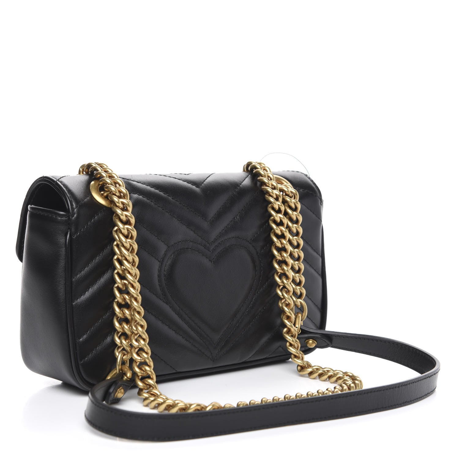 Gucci Calfskin Matelasse Mini GG Marmont Shoulder Bag Black 3 of 10
