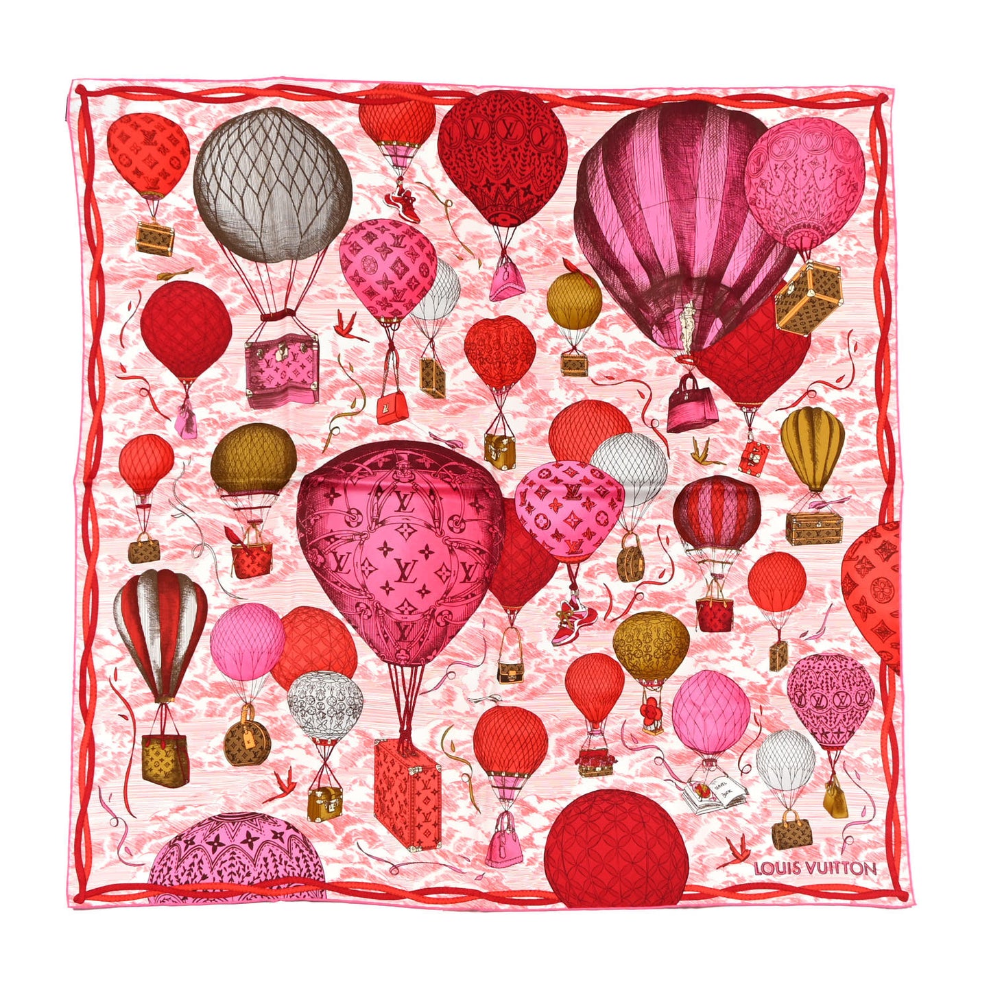 Silk Up and Away Square 90 Scarf Pink Poppy