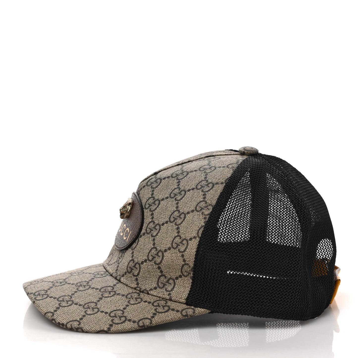 Soft GG Supreme Monogram Mesh Textured Dollar Calfskin Neo Vintage Rap Baseball Hat S Dark Brown Black