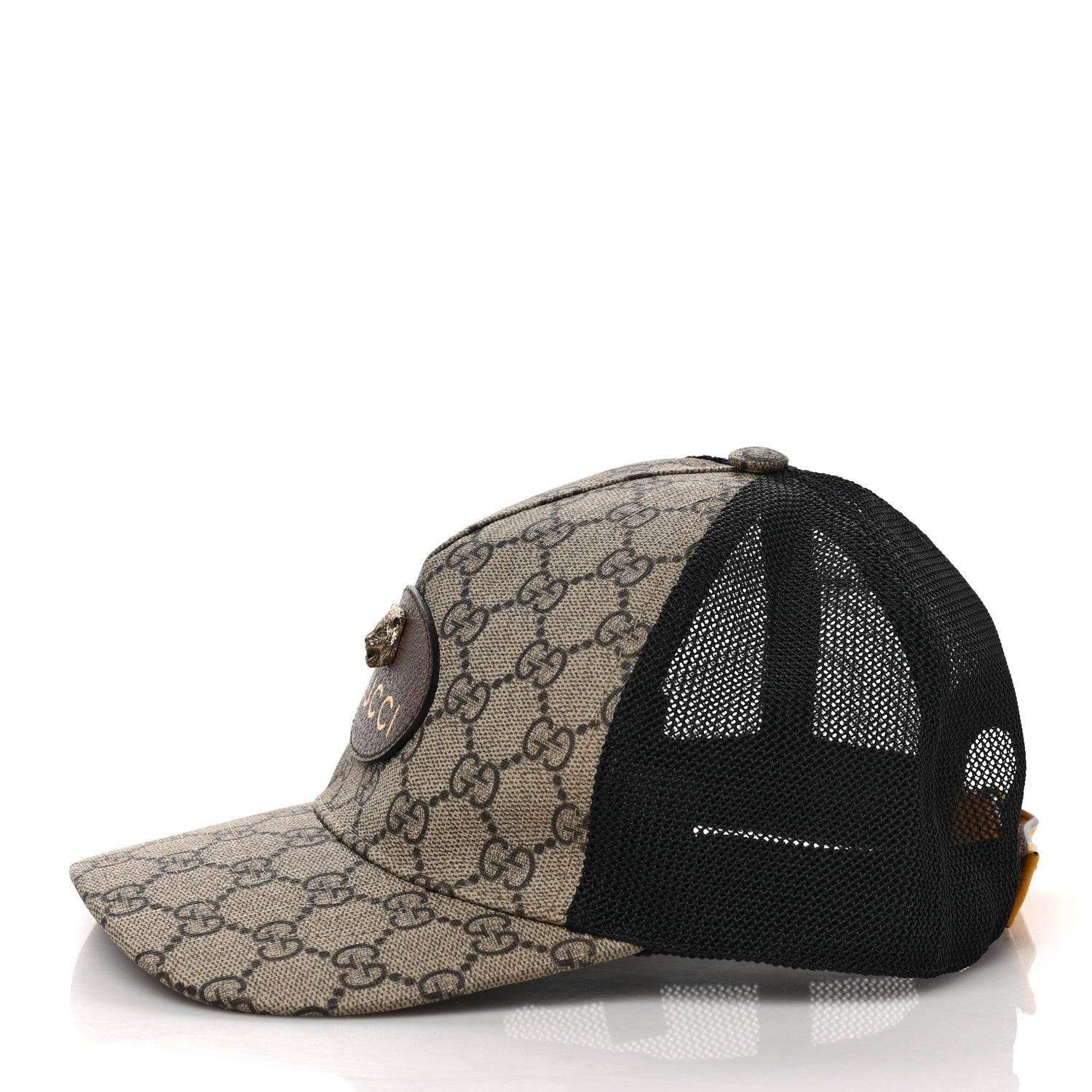 Gucci Soft GG Supreme Monogram Mesh Textured Dollar Calfskin Neo Vintage Rap Baseball Hat S Dark Brown Black 4 of 10