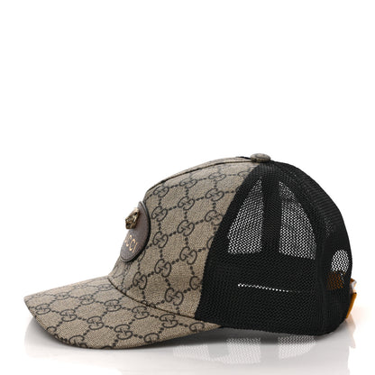 Gucci Soft GG Supreme Monogram Mesh Textured Dollar Calfskin Neo Vintage Rap Baseball Hat S Dark Brown Black 4 of 10