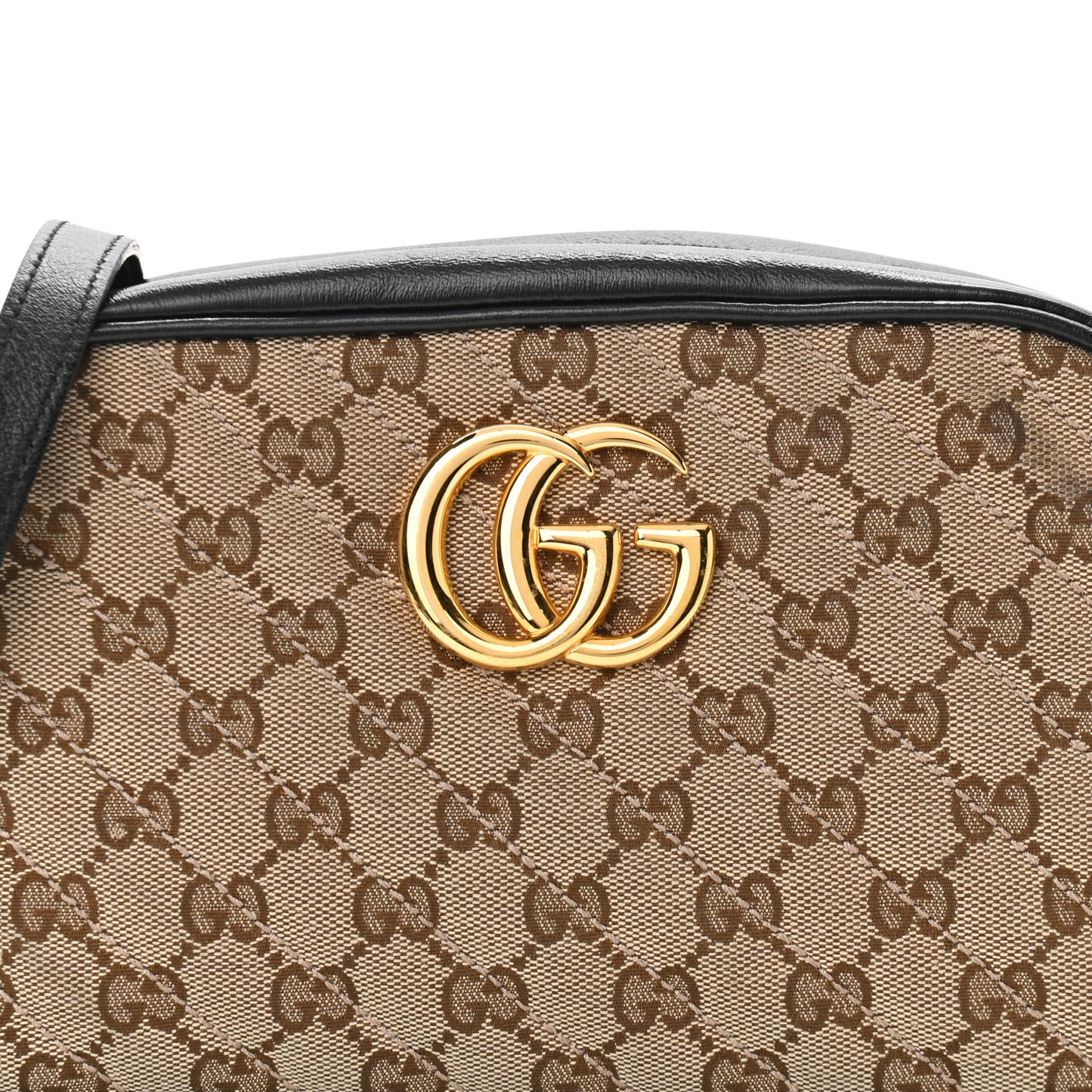 Monogram Matelasse Diagonal Small GG Marmont Chain Shoulder Bag Beige Black