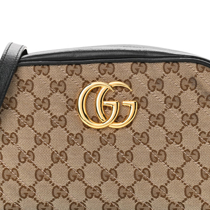 Gucci Monogram Matelasse Diagonal Small GG Marmont Chain Shoulder Bag Beige Black 8 of 13
