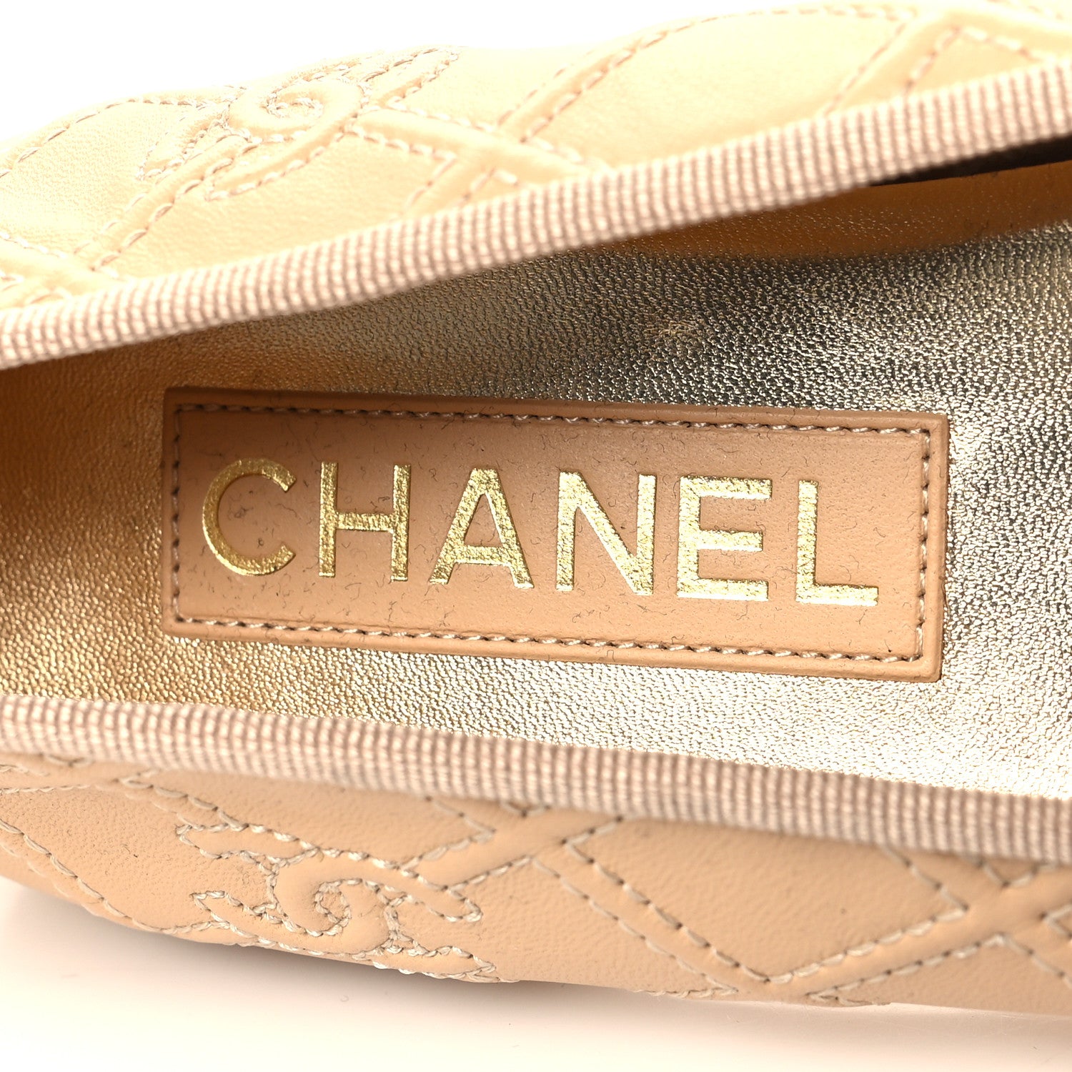 Chanel Lambskin Patent Double Stitched CC Cap Toe Ballerina Flats