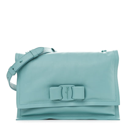 Salvatore Ferragamo Calfskin Small Viva Bow Shoulder Bag Tyrone Turquoise 1 of 11