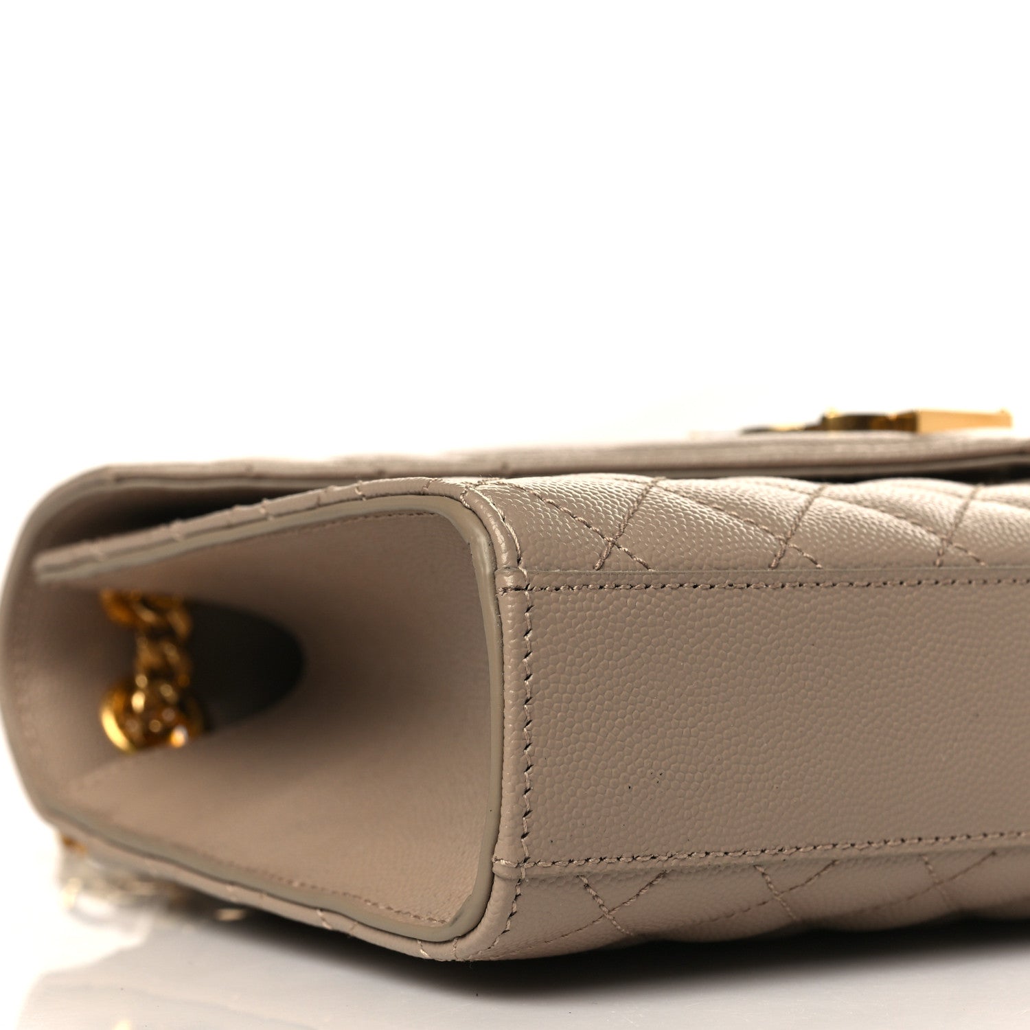 Saint Laurent Grain De Poudre Textured Mixed Matelasse Medium Triquilt Monogram Satchel Dark Beige 8 of 9