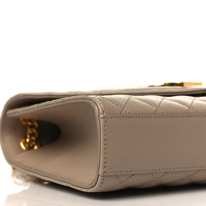 Saint Laurent Grain De Poudre Textured Mixed Matelasse Medium Triquilt Monogram Satchel Dark Beige 8 of 9
