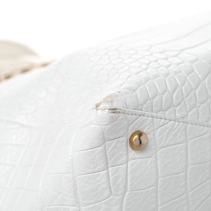 Chanel Calfskin Crocodile Embossed Cocodile Shopping Tote White 8 of 17