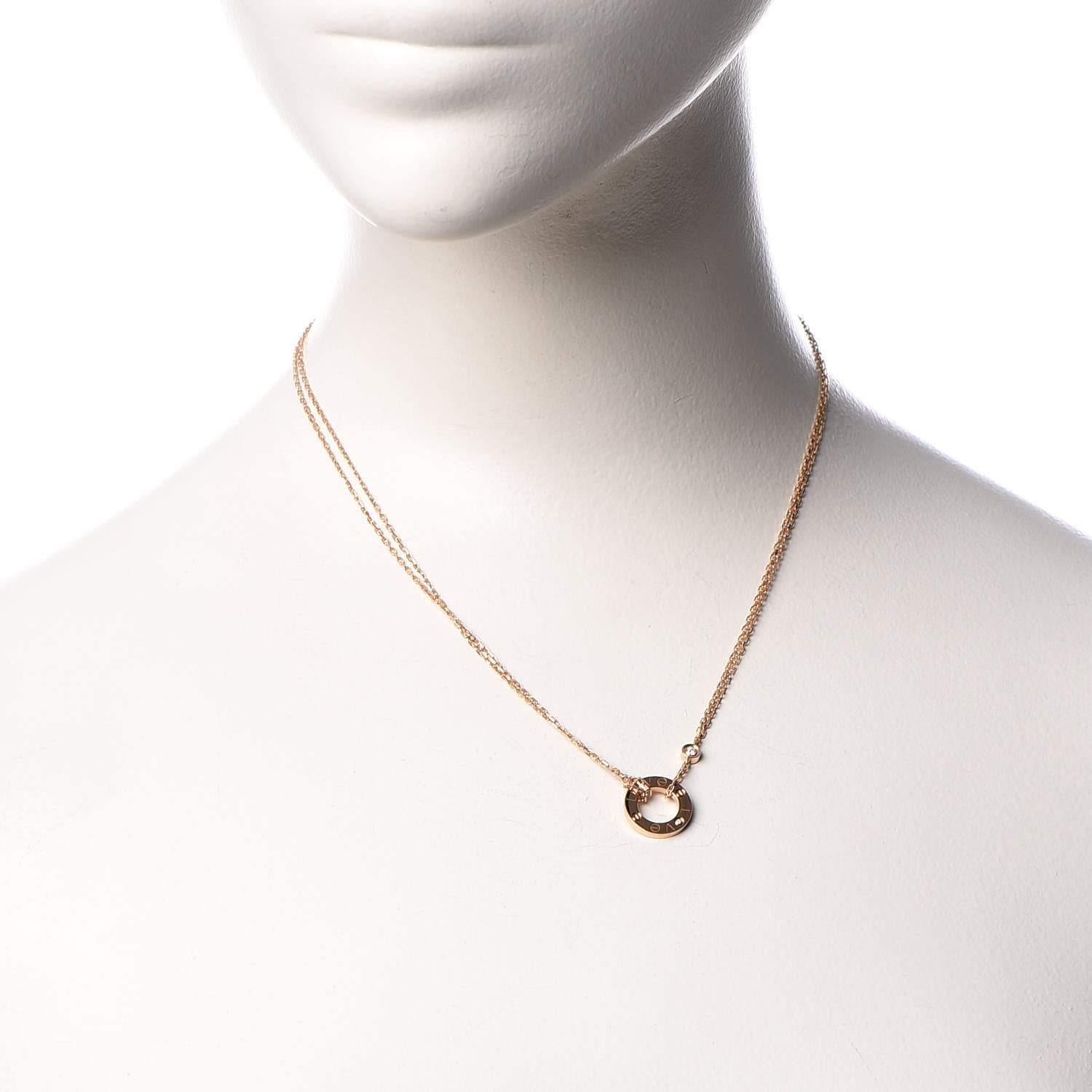Cartier 18K Pink Gold 2 Diamond LOVE Necklace 2 of 7
