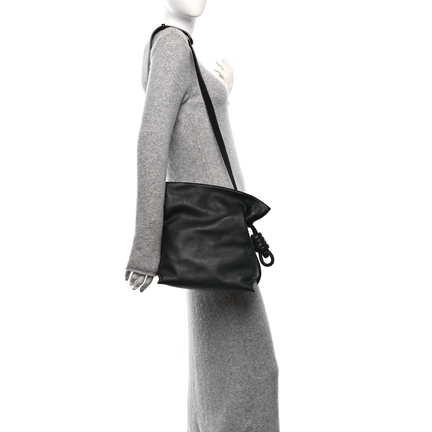 Calfskin Flamenco Knot Bag Black