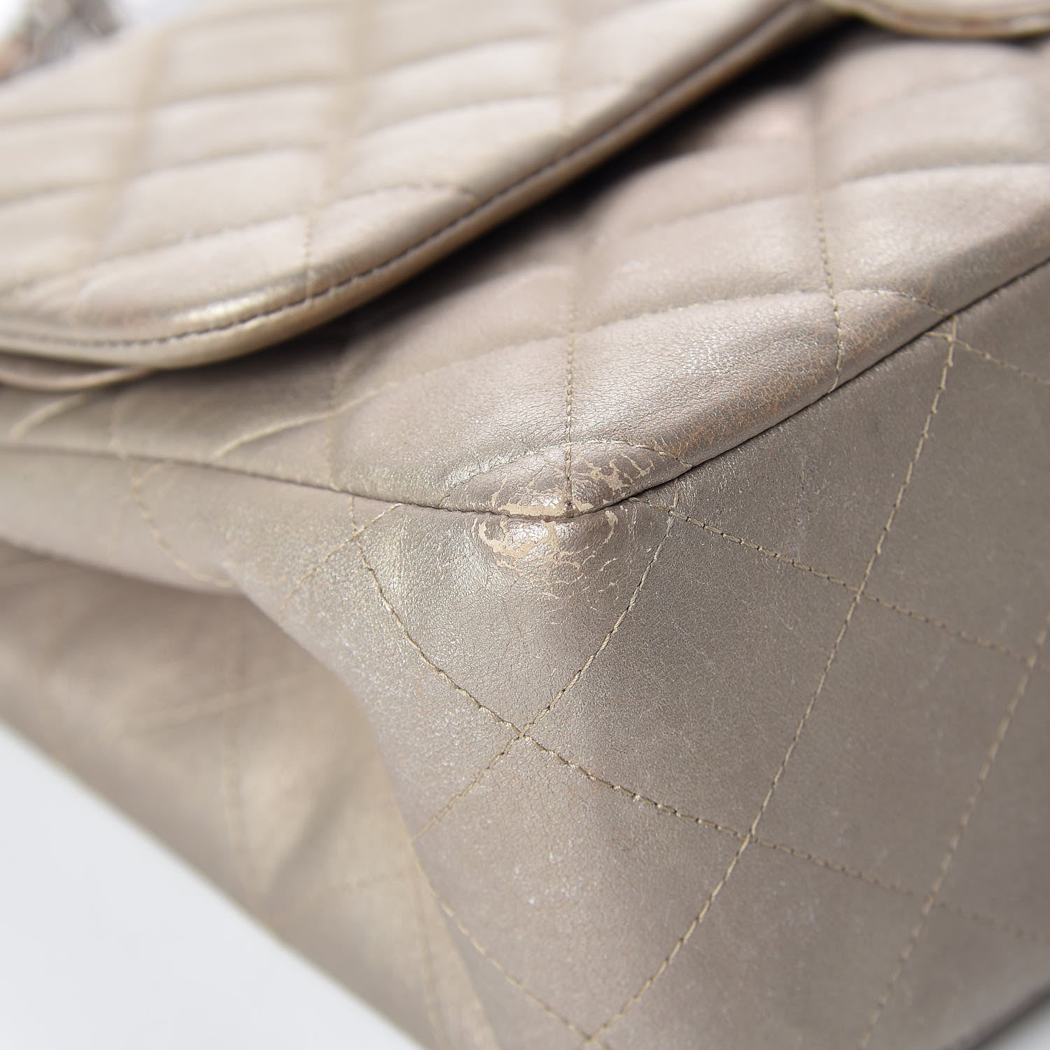 Chanel Metallic Lambskin Quilted Jumbo Double Flap Gold 9 of 15