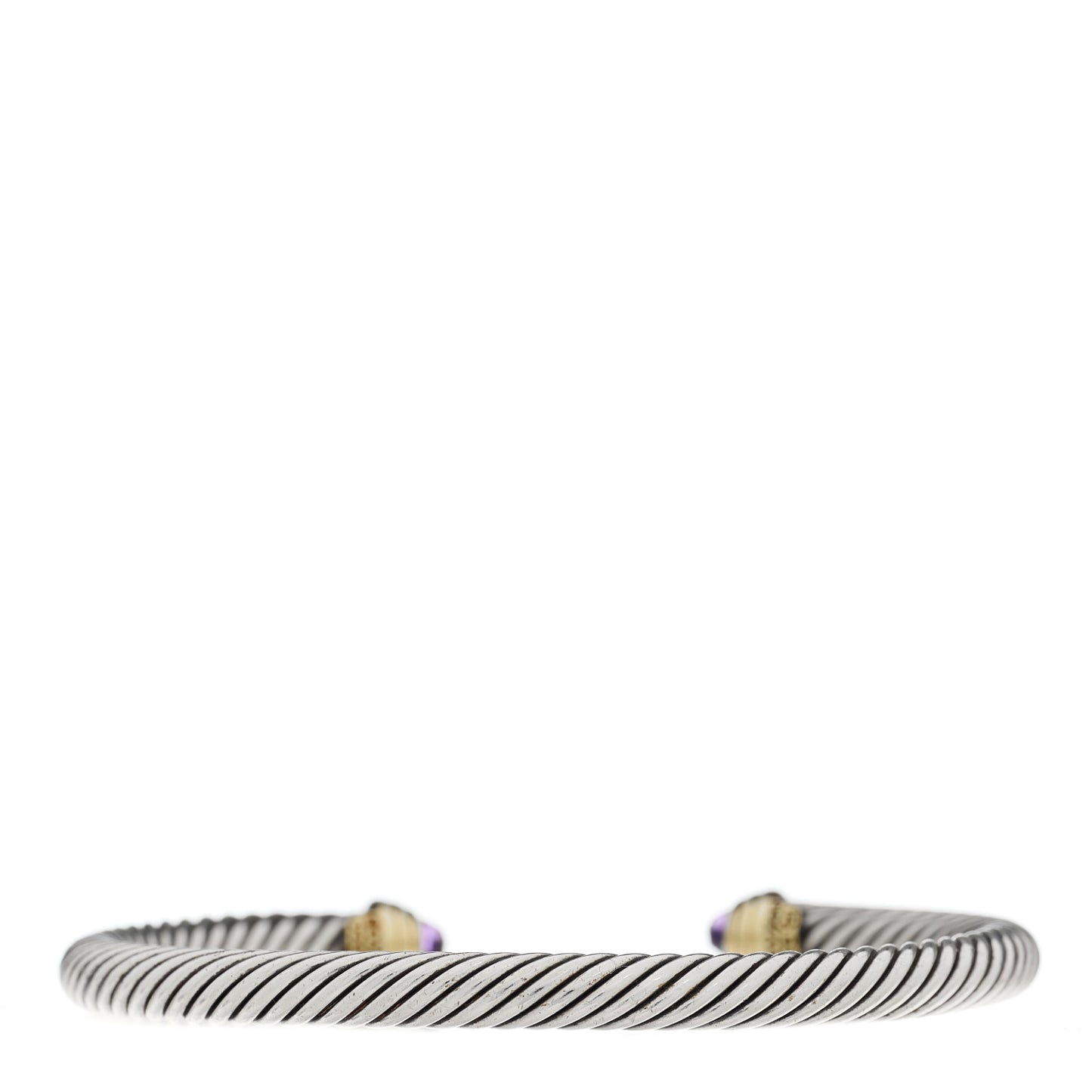 Sterling Silver 14K Yellow Gold Amethyst 5mm Cable Classics Petite Color Bracelet