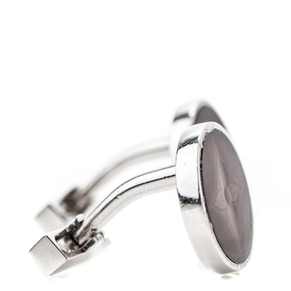 Louis Vuitton Sterling Silver Resin Fleur Motif Cufflinks Ebene 4 of 6