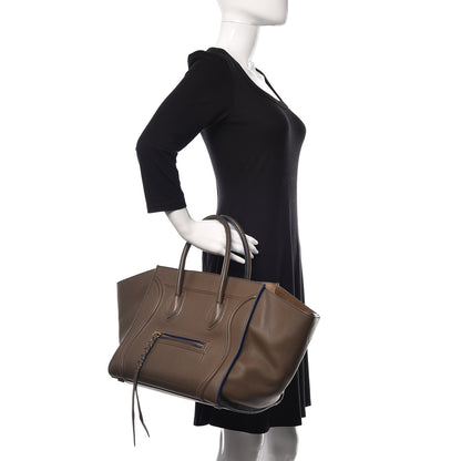 Celine Supple Calfskin Medium Phantom Luggage Khaki Cobalt Trim 2 of 14