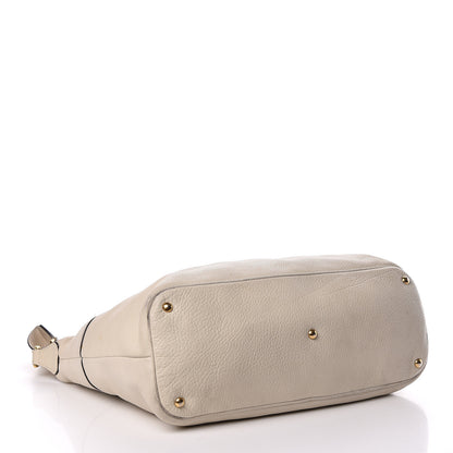 Gucci Pebbled Calfskin Twill Medium Top Handle Satchel White 4 of 25