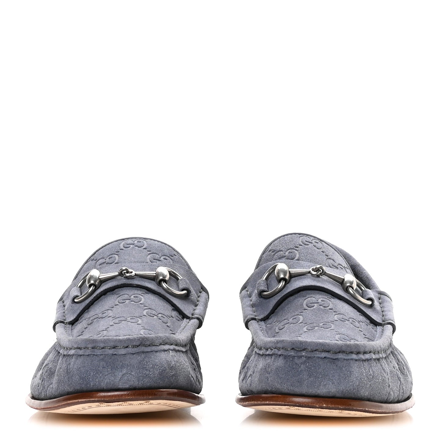 Luxury Suede Guccissima Mens Horsebit Mocassin Loafers 9.5 Foggy Grey