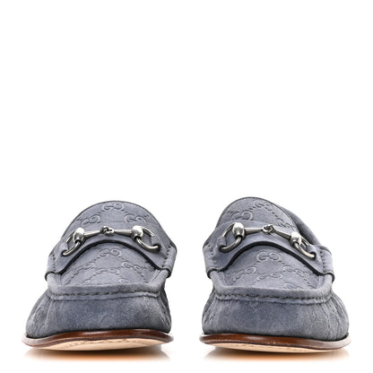 Gucci Luxury Suede Guccissima Mens Horsebit Mocassin Loafers 9.5 Foggy Grey 3 of 9