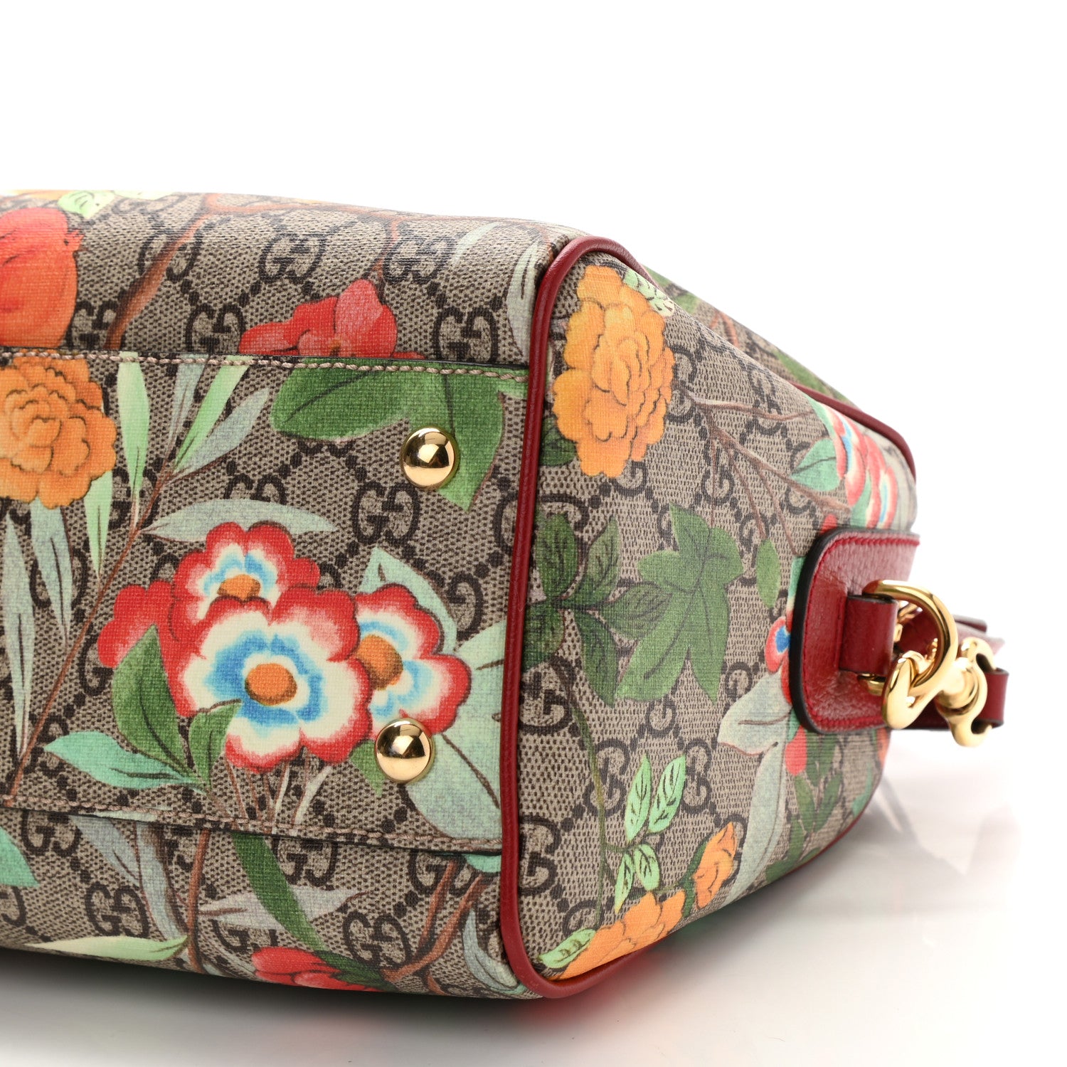 Gucci GG Supreme Monogram Tian Small Boston Beige Multicolor Red 8 of 8