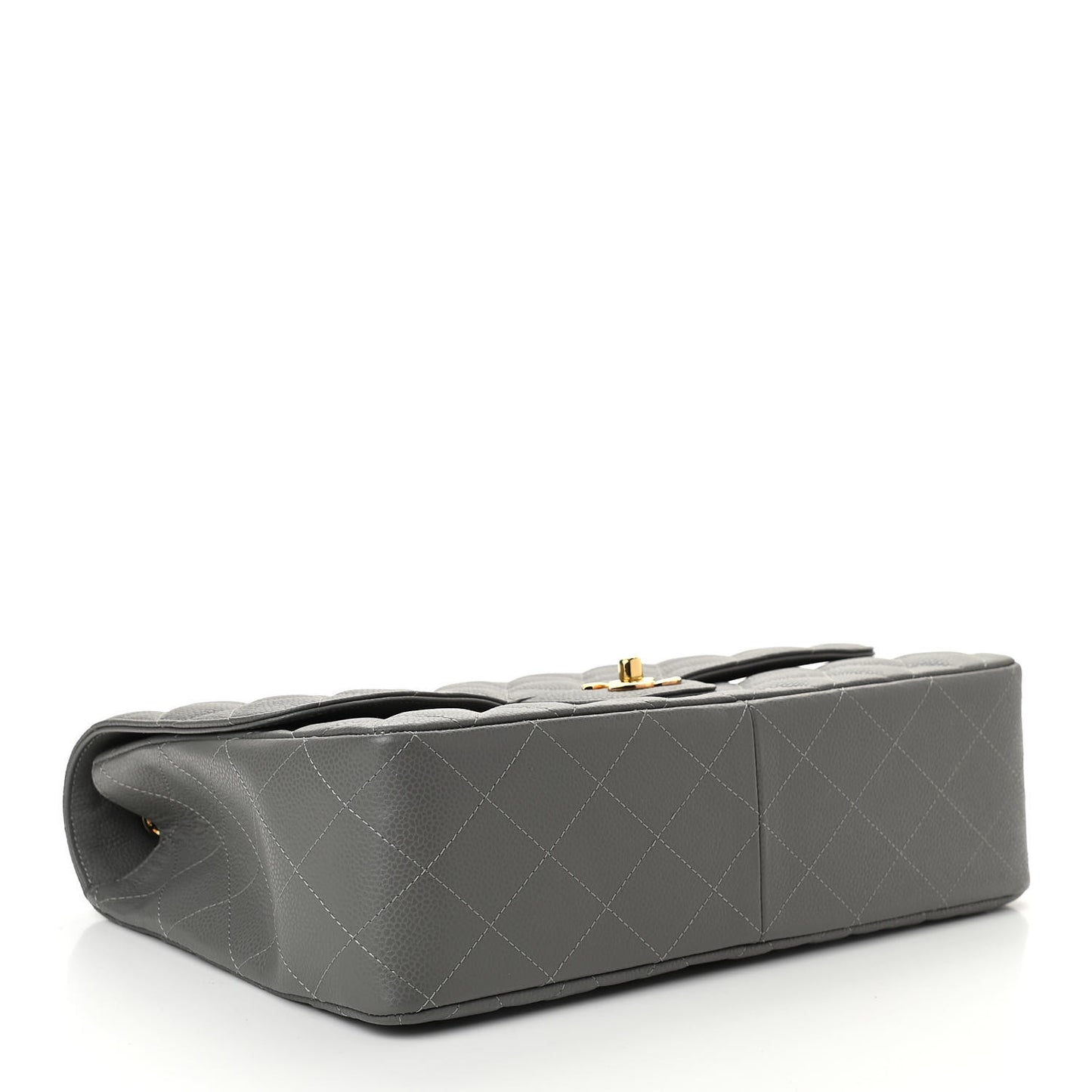 Caviar Quilted Jumbo Single Flap Grey