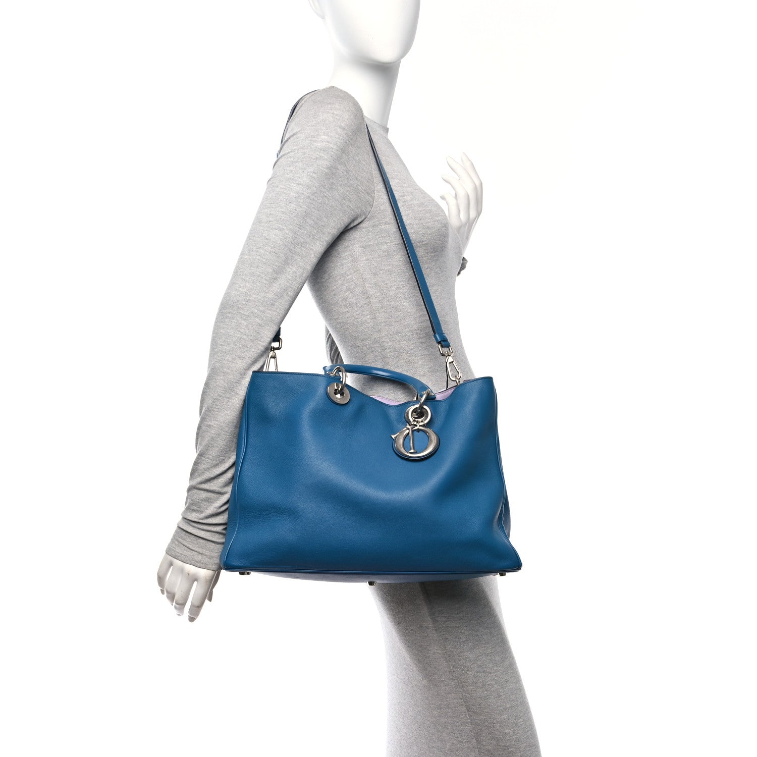 Christian Dior Bullcalf Large Diorissimo Tote Blue 2 of 11