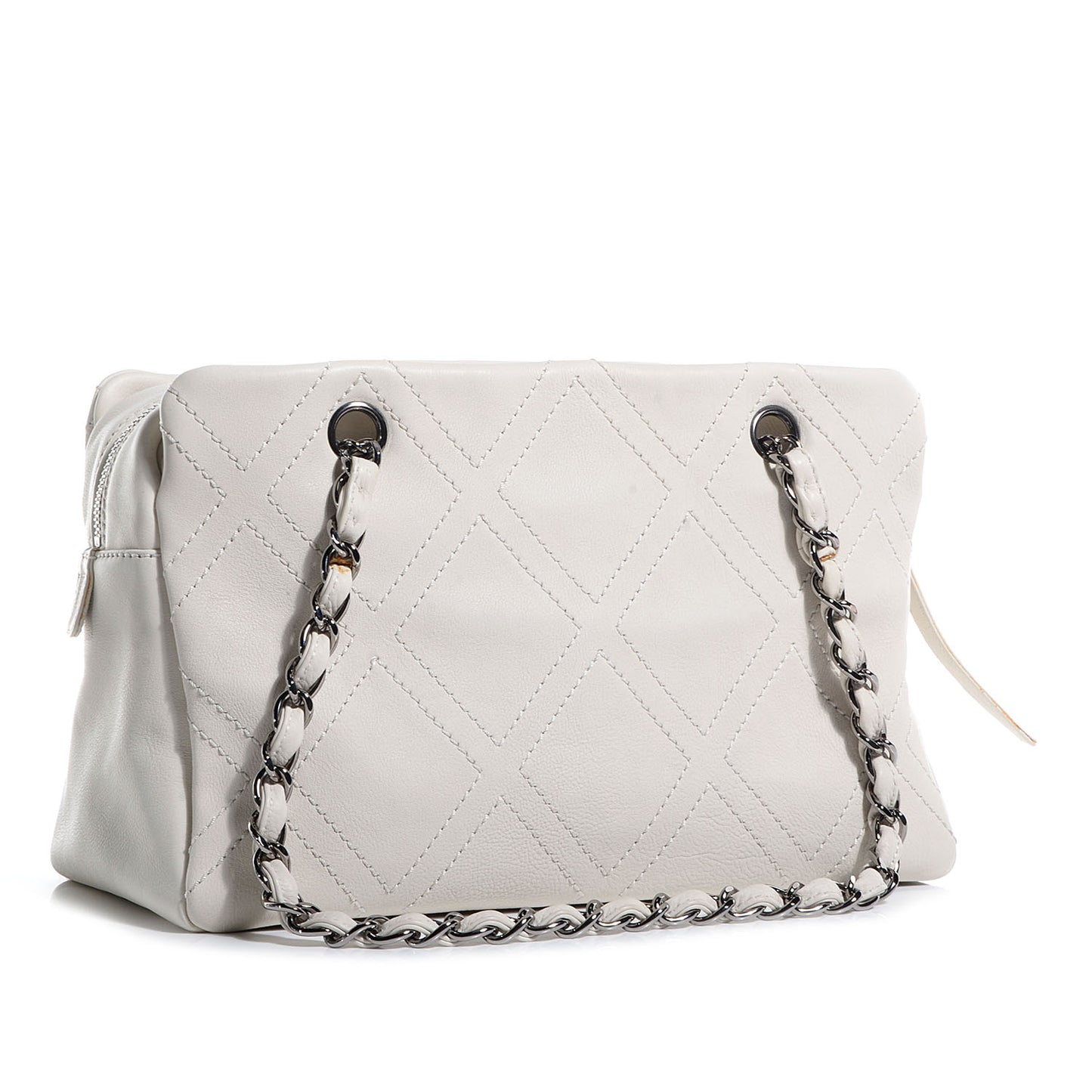 Calfskin Small Diamond Stitch Tote White