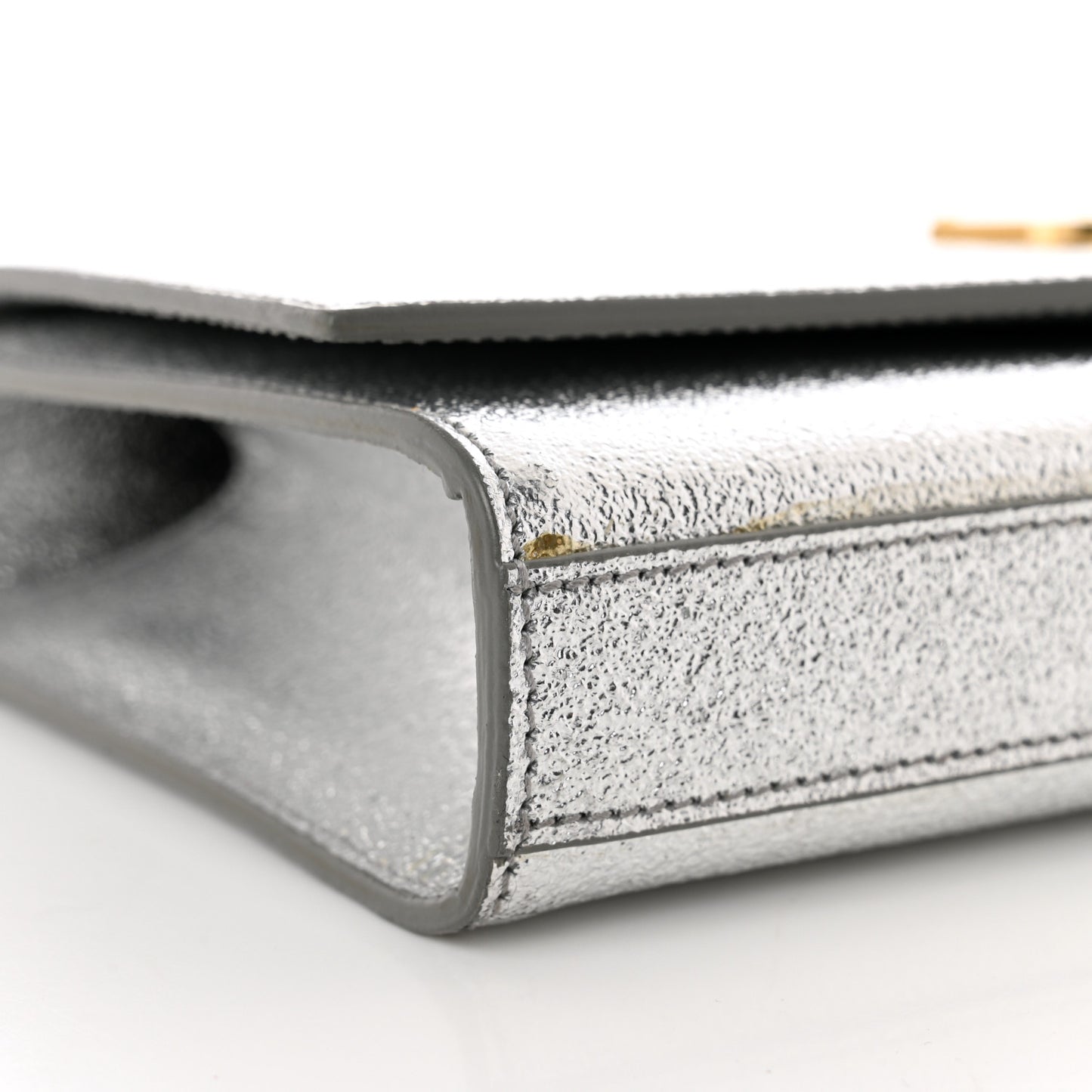 Textured Metallic Calfskin Classic Monogram Cassandre Clutch Silver