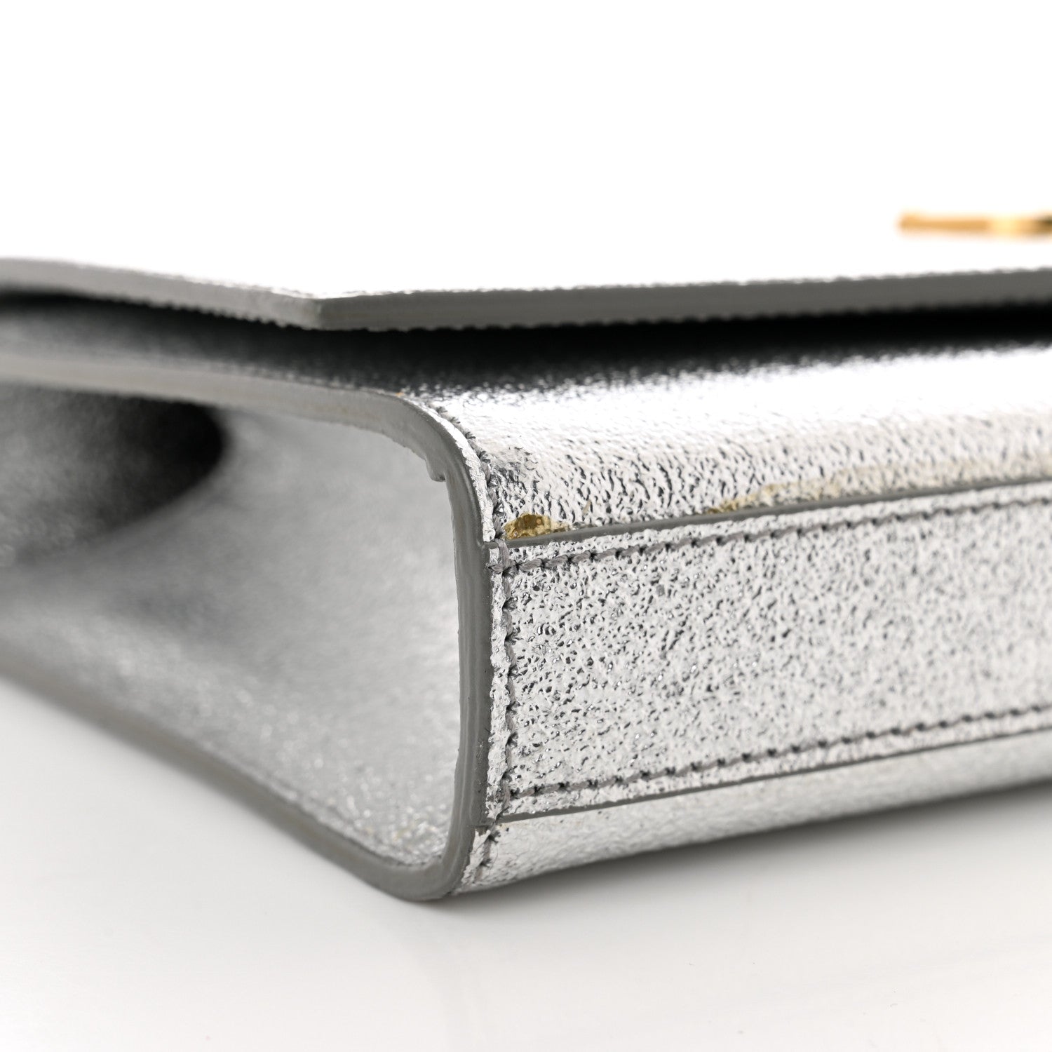 Saint Laurent Textured Metallic Calfskin Classic Monogram Cassandre Clutch Silver 7 of 10