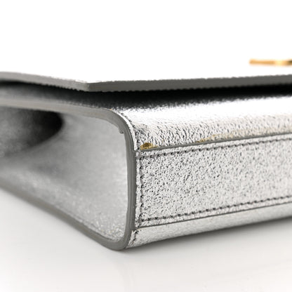 Saint Laurent Textured Metallic Calfskin Classic Monogram Cassandre Clutch Silver 7 of 10