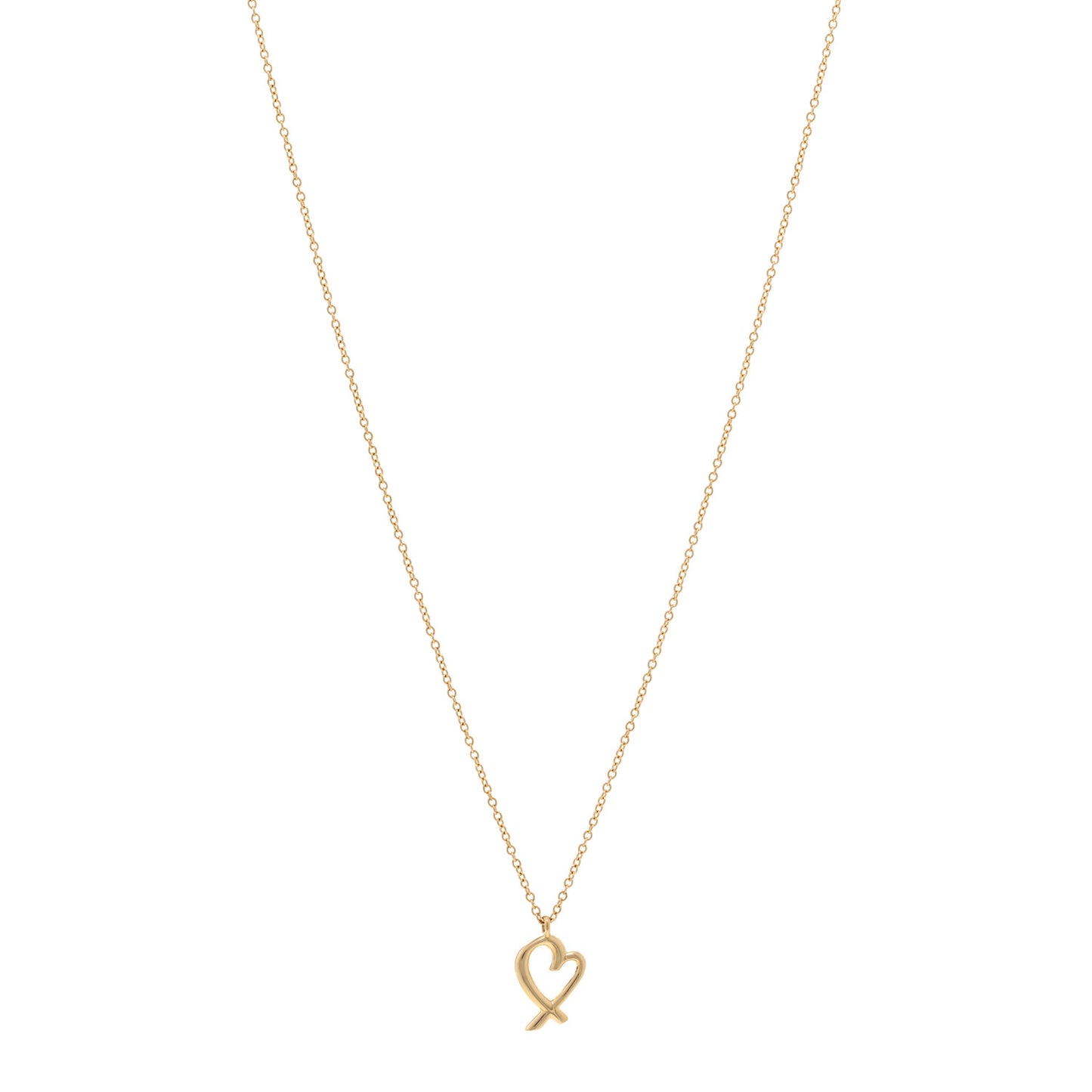 18K Yellow Gold Mini Paloma Picasso Loving Heart Drop Pendant Necklace