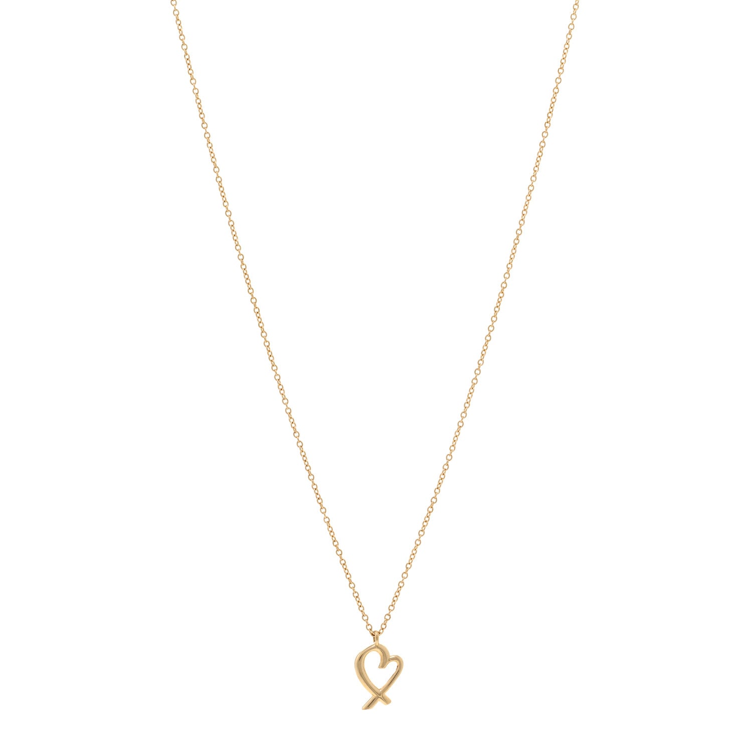 Tiffany 18K Yellow Gold Mini Paloma Picasso Loving Heart Drop Pendant Necklace 1 of 4