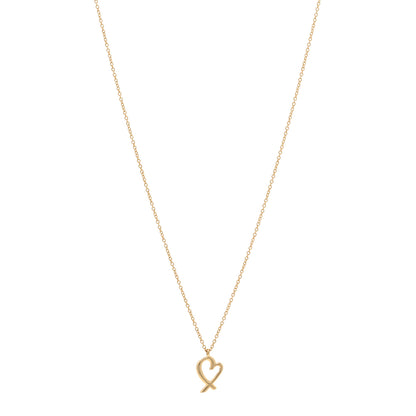 Tiffany 18K Yellow Gold Mini Paloma Picasso Loving Heart Drop Pendant Necklace 1 of 4