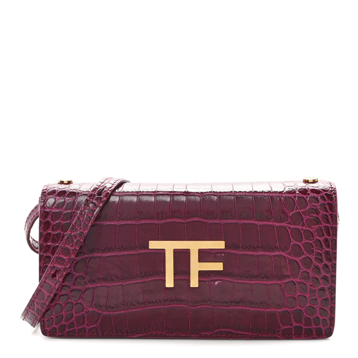 Crocodile Embossed Calfskin TF Mini Bag Cranberry