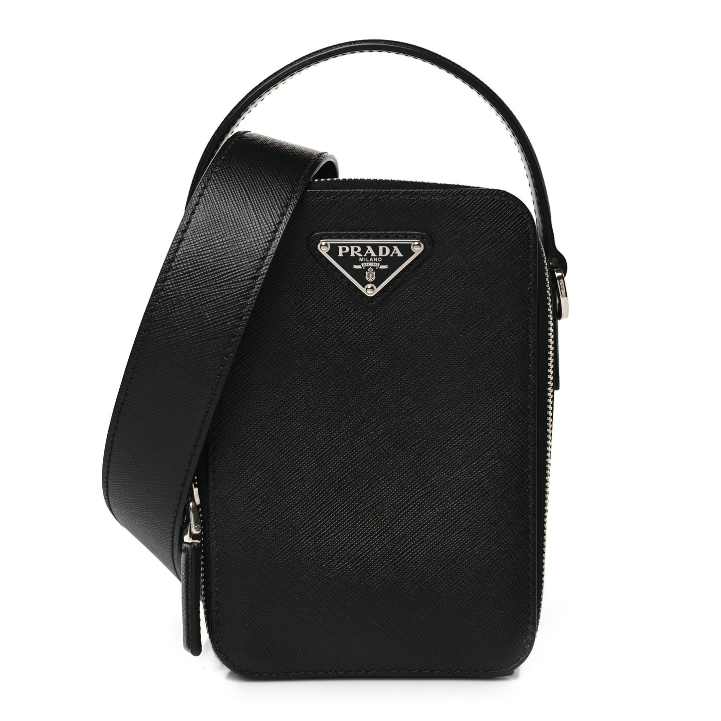 Saffiano Travel Brique Crossbody Messenger Bag Black