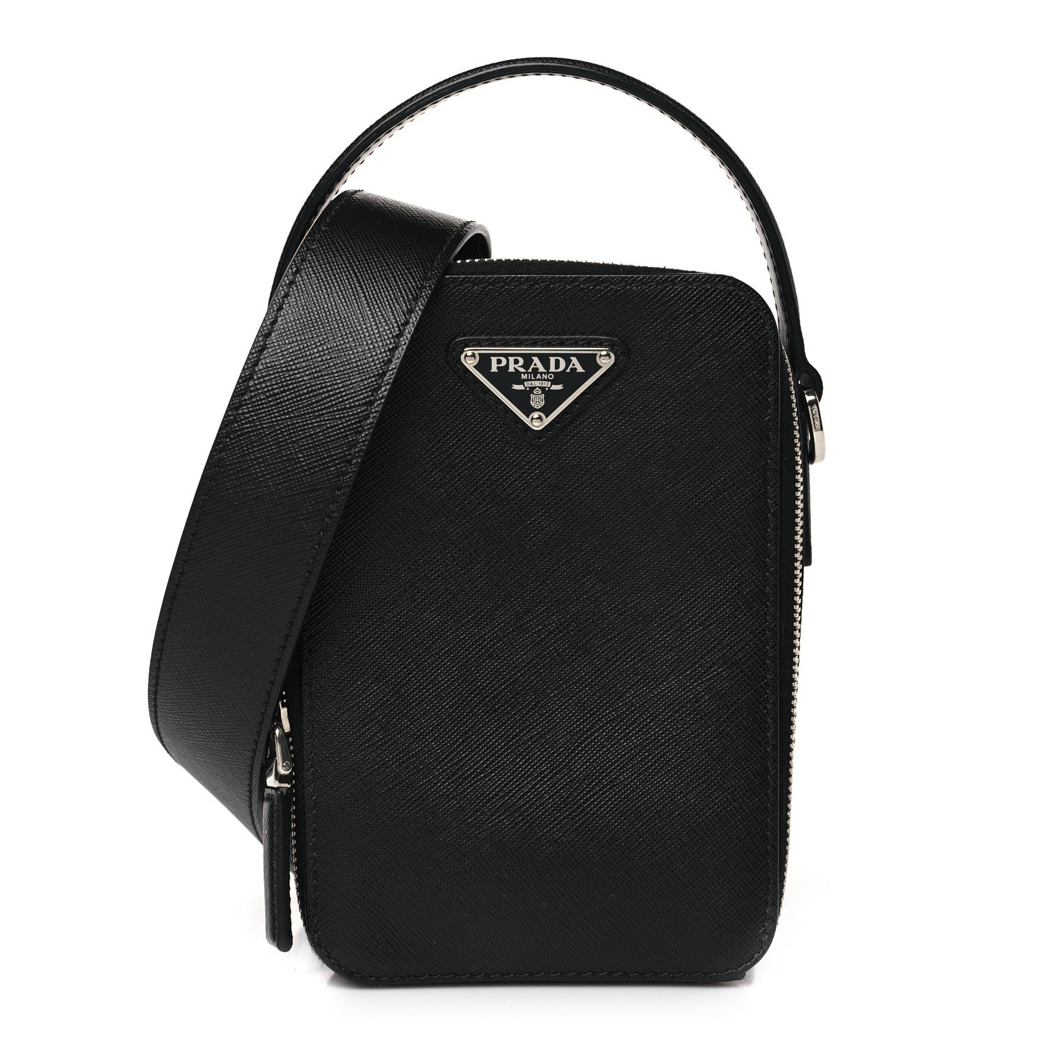 Prada Saffiano Travel Brique Crossbody Messenger Bag Black 1 of 10