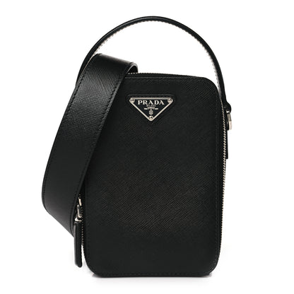 Prada Saffiano Travel Brique Crossbody Messenger Bag Black 1 of 10