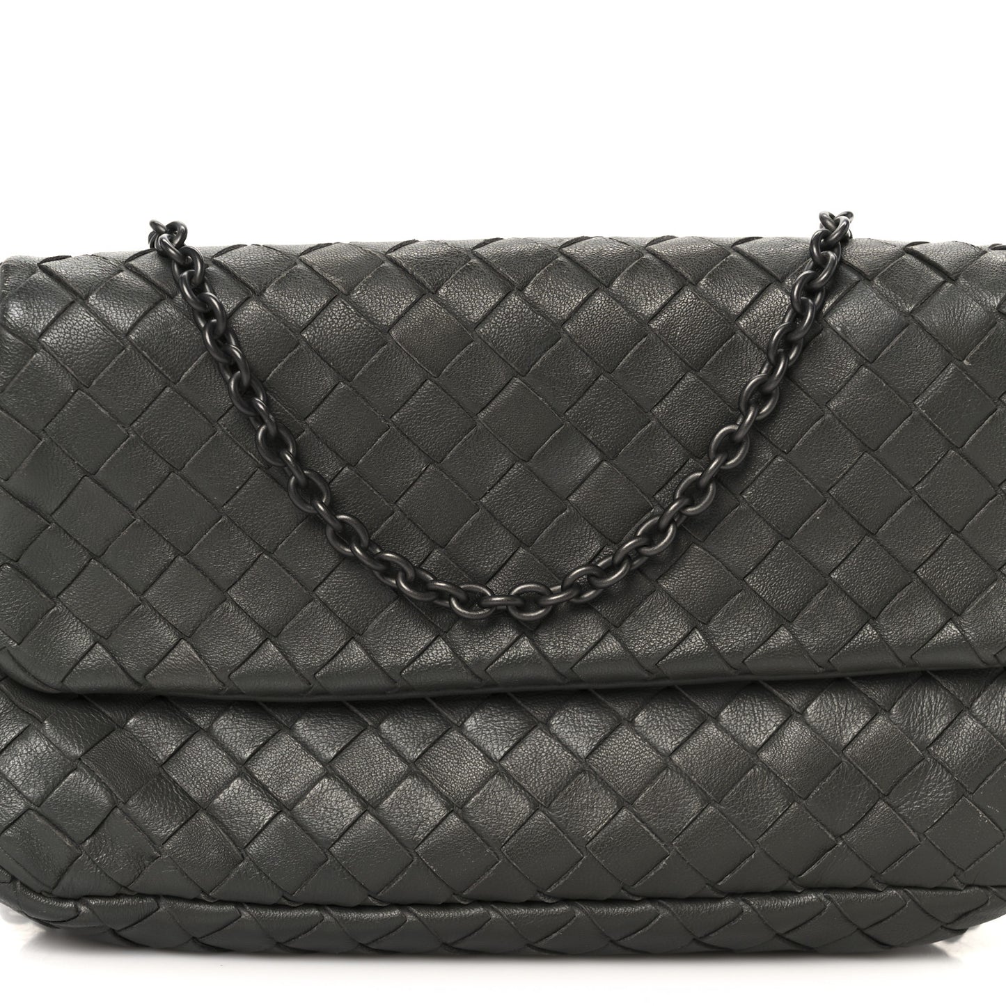 Nappa Intrecciato Small Chain Crossbody Light Grey