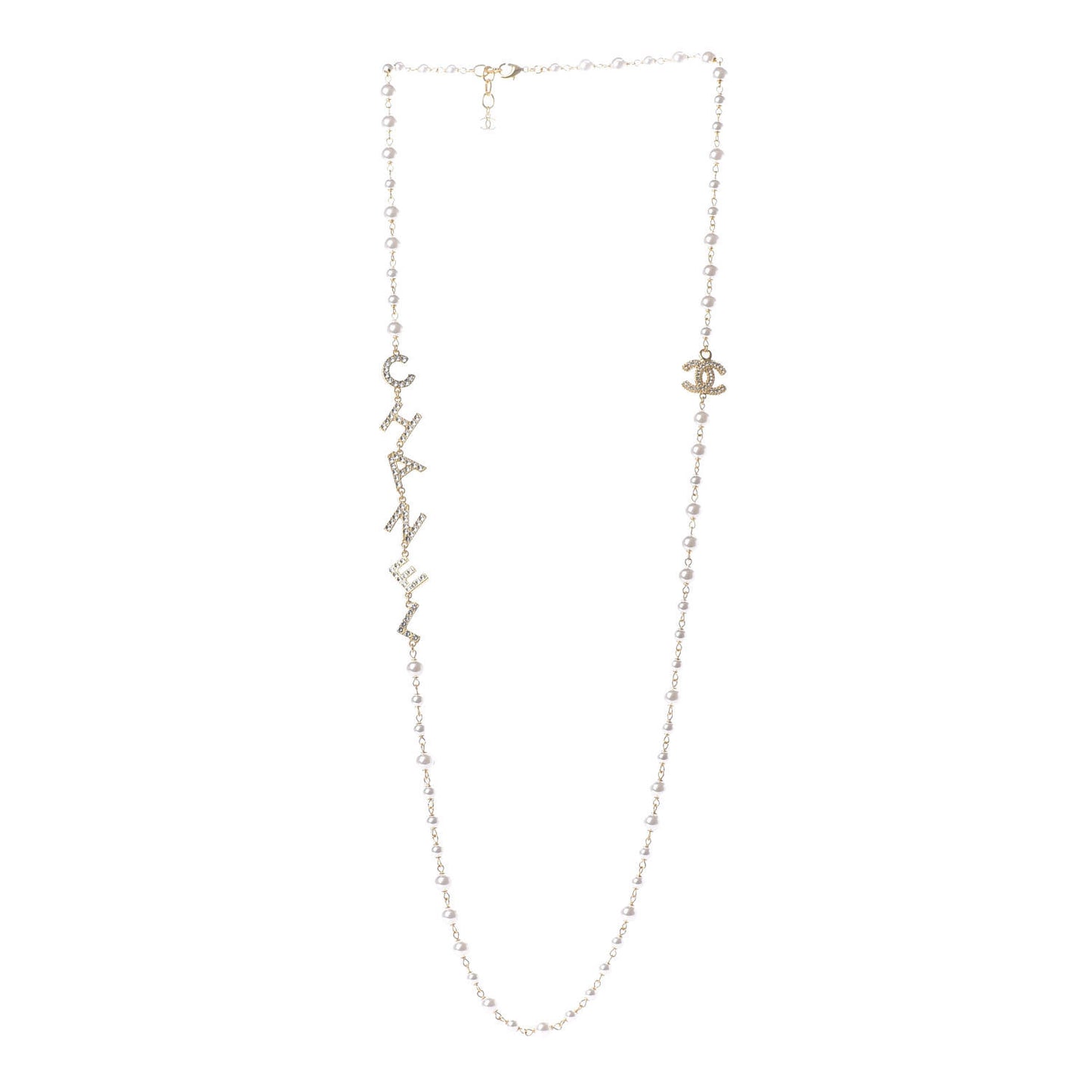 Pearl Crystal 90's Icon CC Necklace Gold