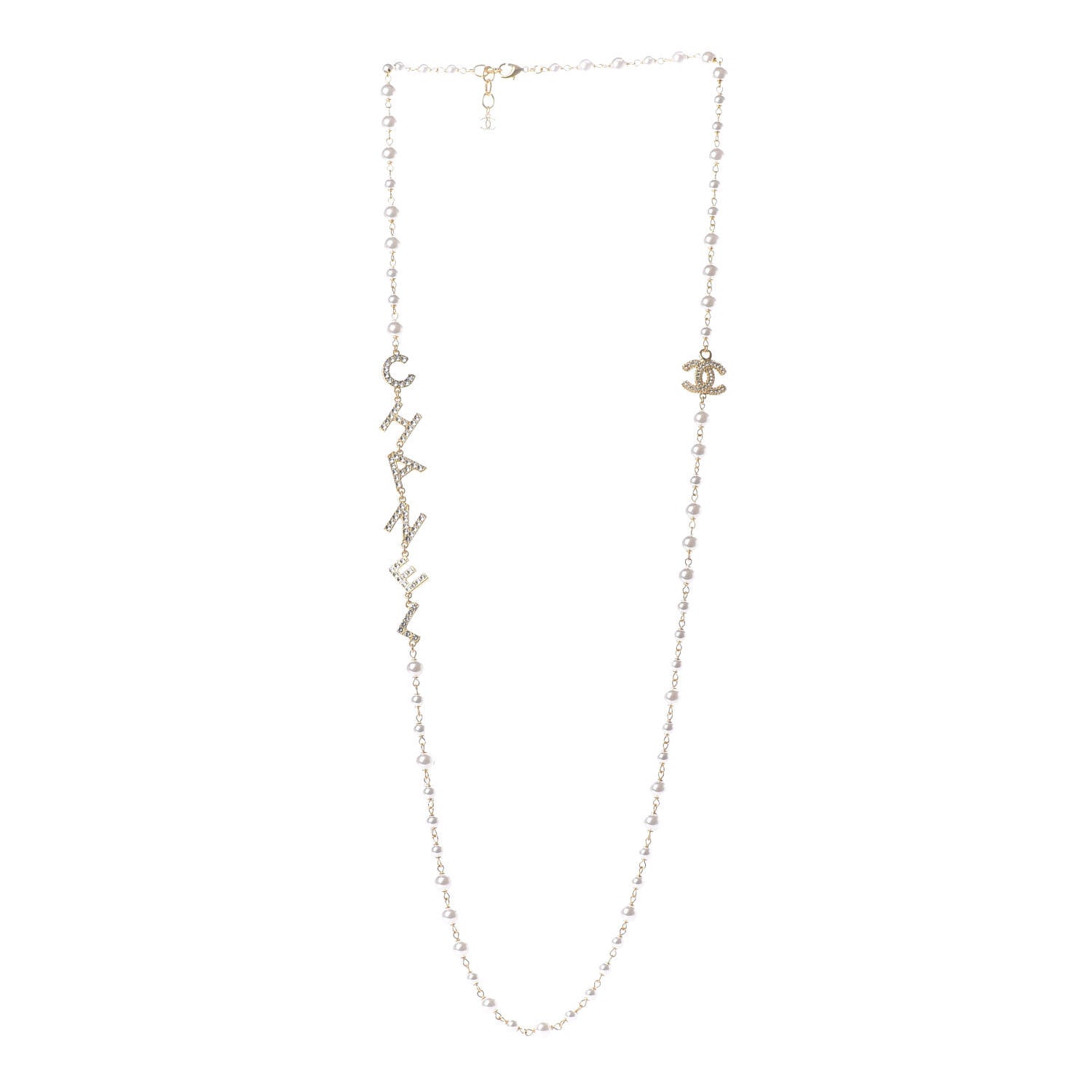Chanel Pearl Crystal 90's Icon CC Necklace Gold 3 of 8