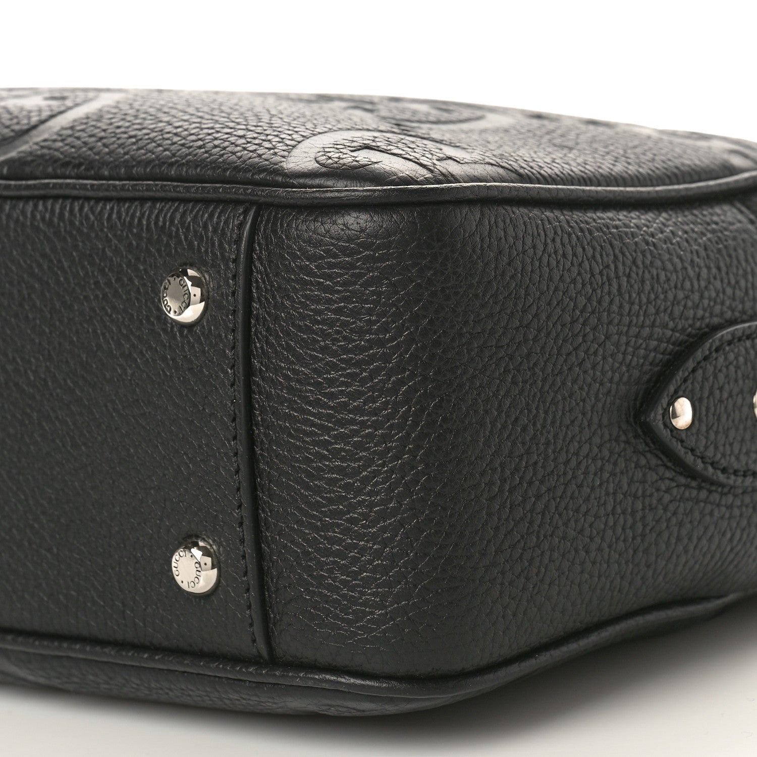 Gucci Piuma Calfskin Jumbo GG Embossed Medium Messenger Bag Black 10 of 10