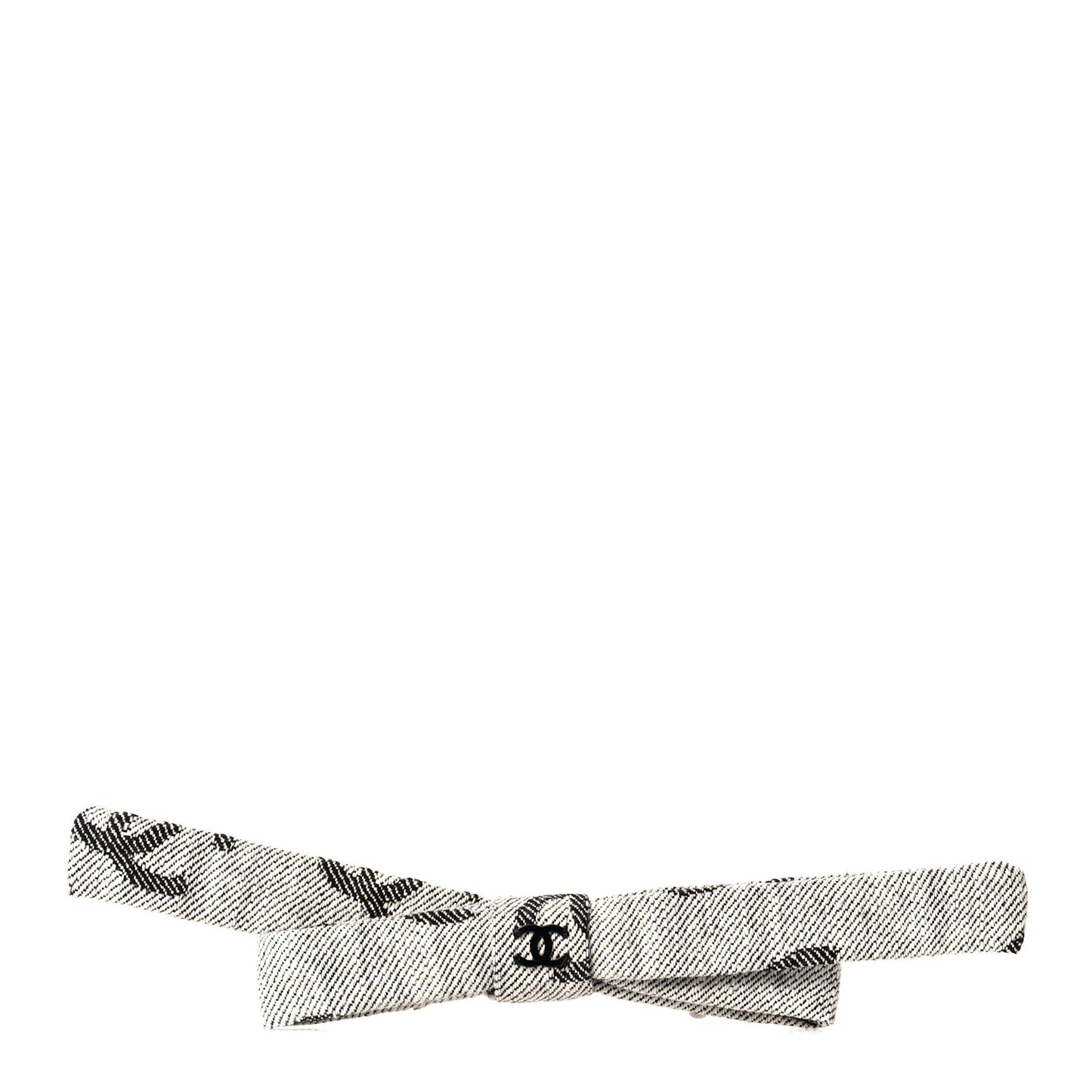 Denim CC Hair Clip Bow Grey Black