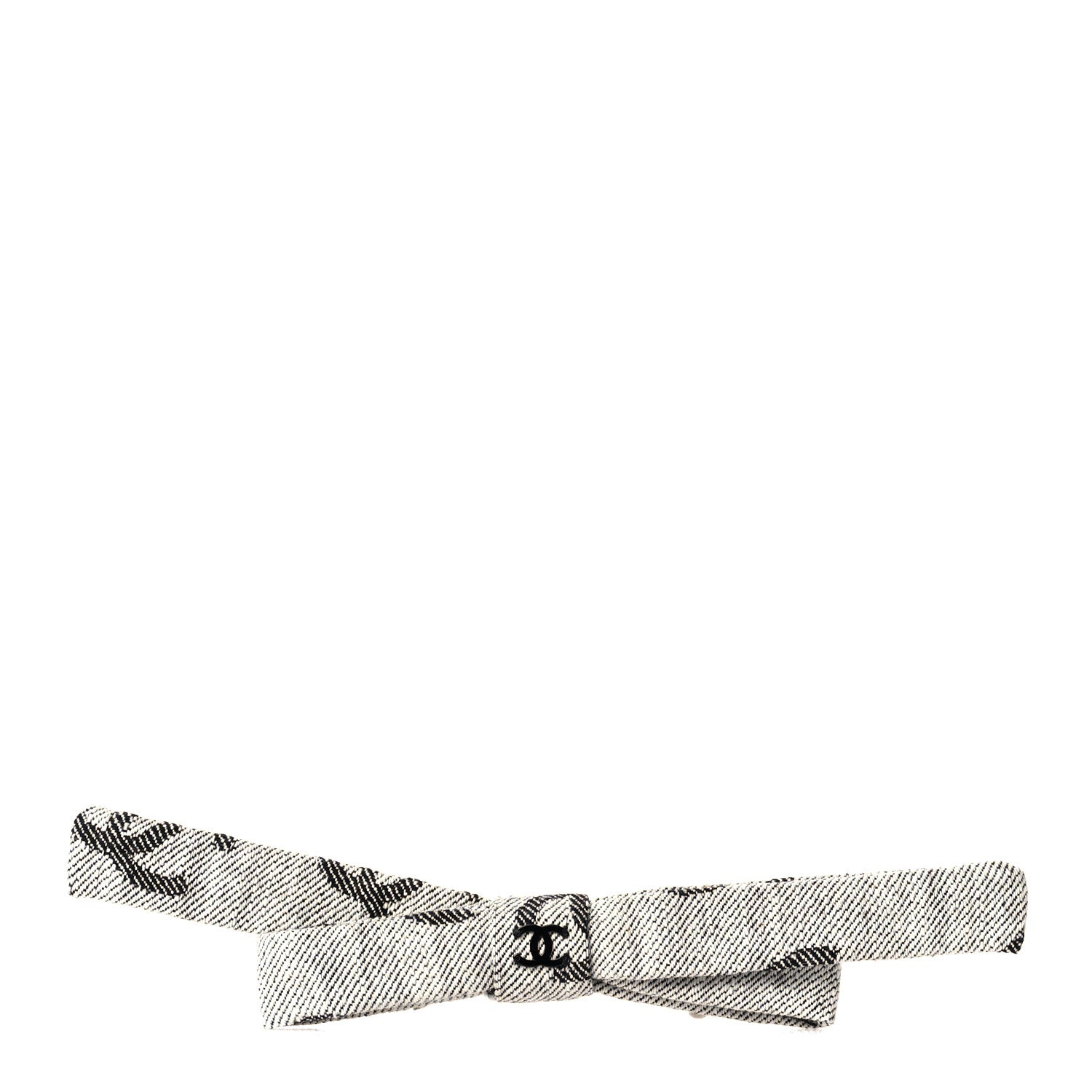Chanel Denim CC Hair Clip Bow Grey Black 1 of 4