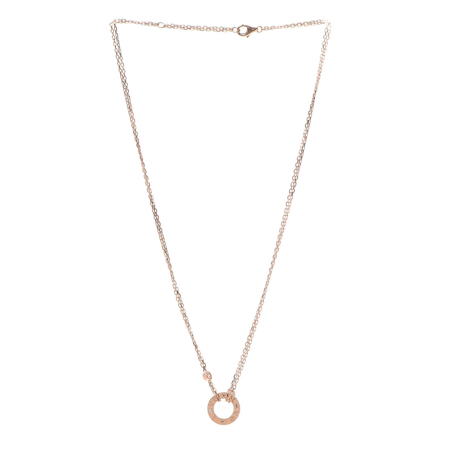 18K Pink Gold 2 Diamond LOVE Necklace