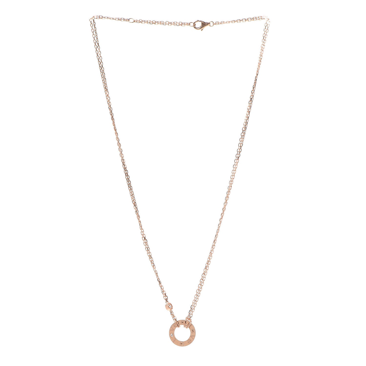 Cartier 18K Pink Gold 2 Diamond LOVE Necklace 3 of 7