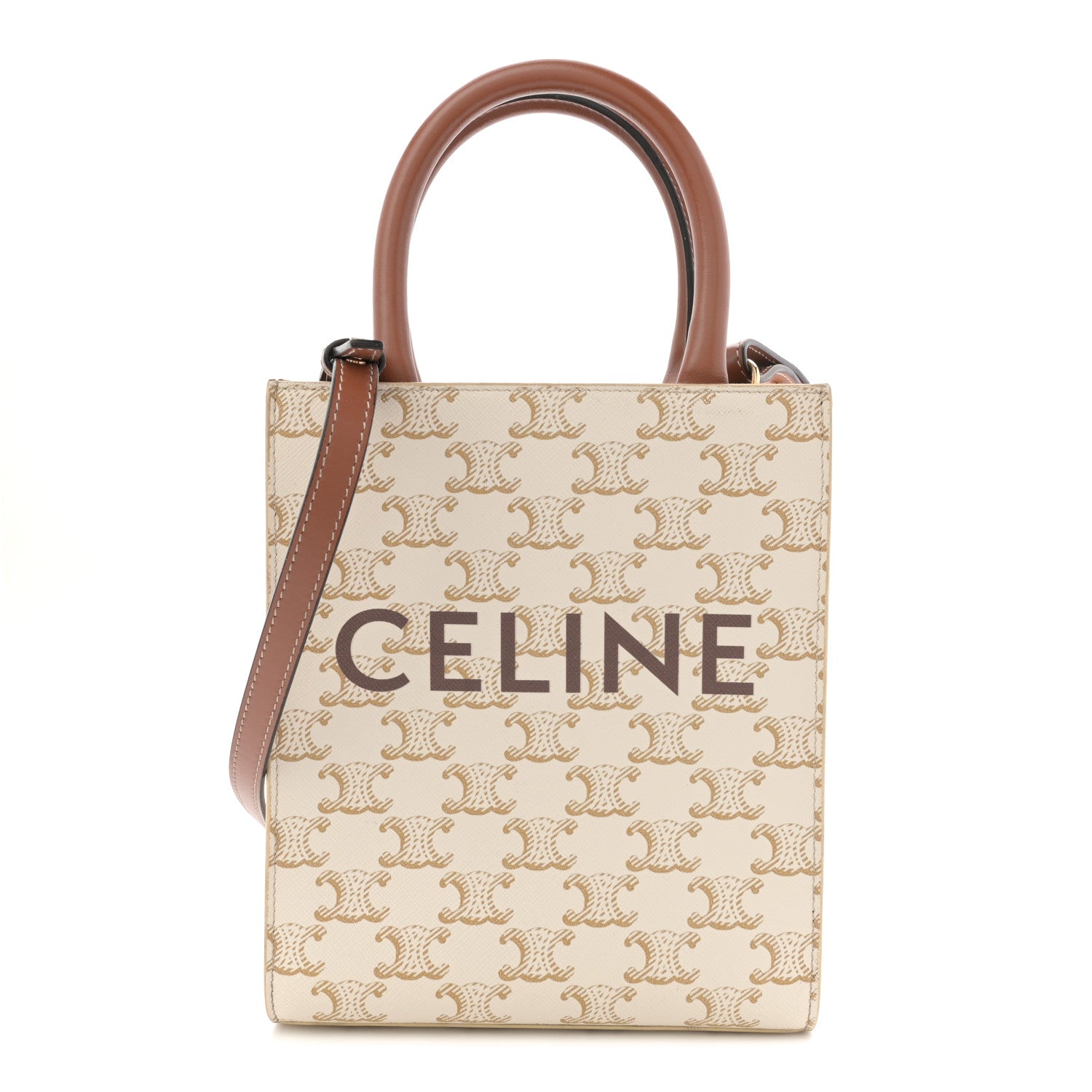 Celine Triomphe Canvas Calfskin Mini Vertical Cabas White 1 of 11