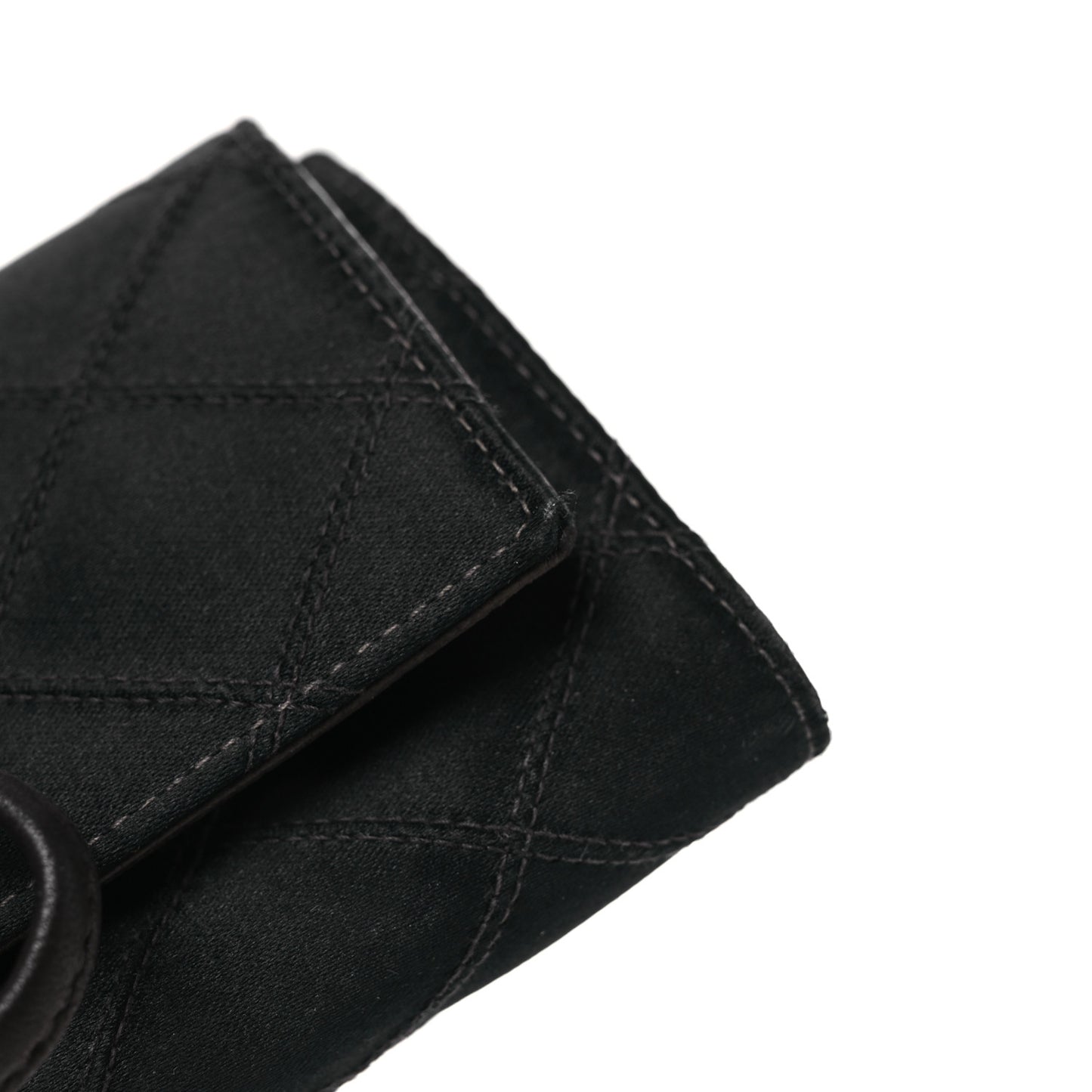 Satin Quilted Jewelry Roll Case Black