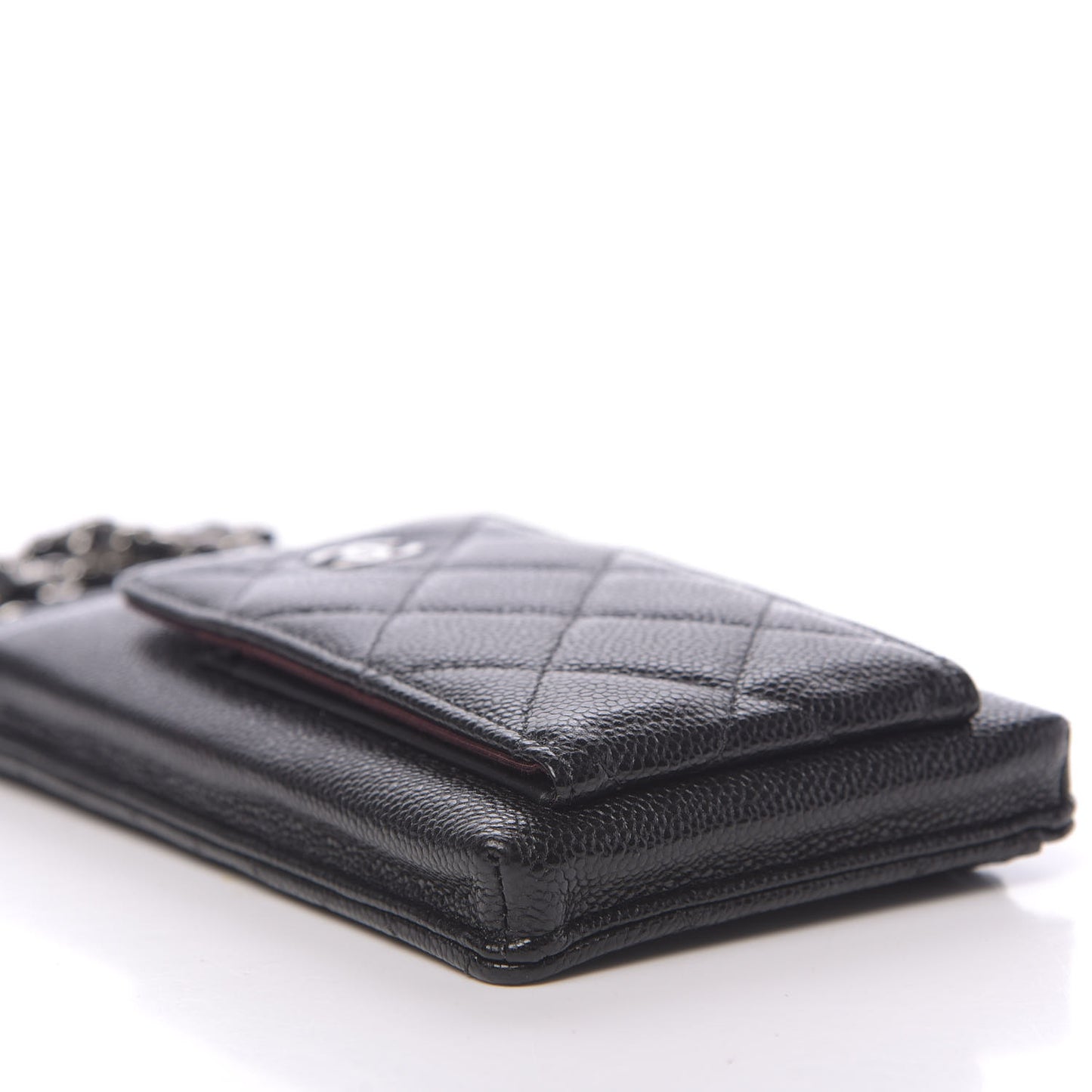 Caviar Quilted Zip Phone Case Black