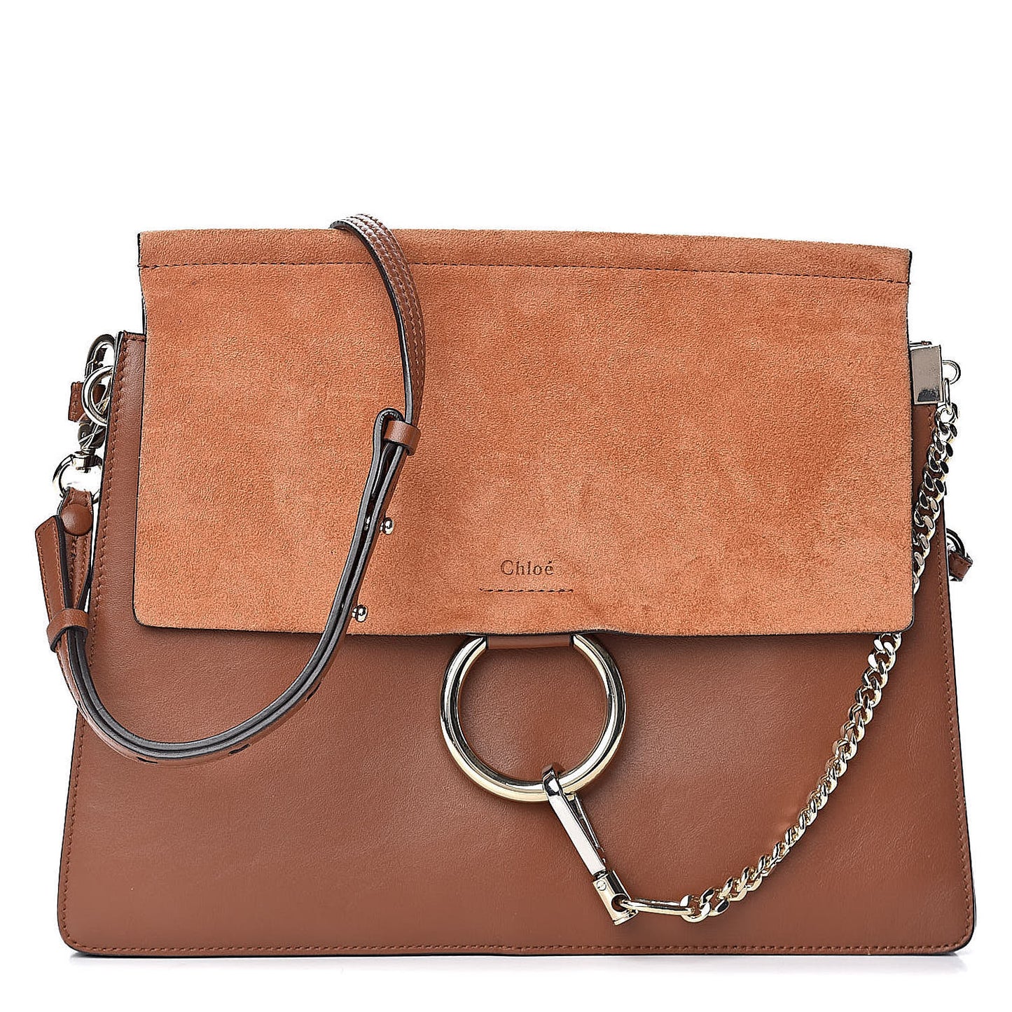 Suede Calfskin Medium Faye Shoulder Bag Tobacco