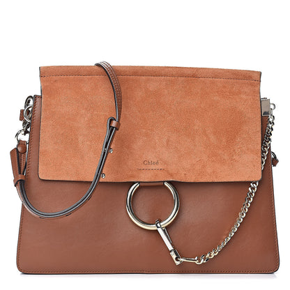 Chloe Suede Calfskin Medium Faye Shoulder Bag Tobacco 1 of 11