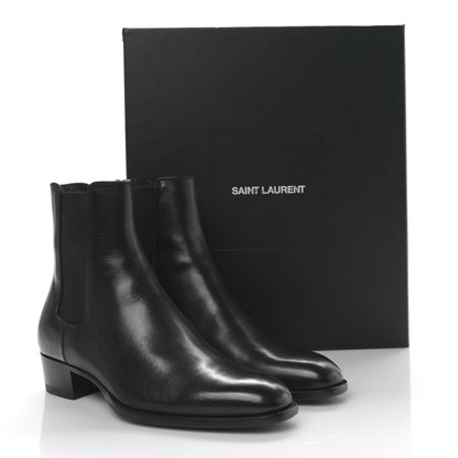 Saint Laurent Calfskin Mens Wyatt Chelsea Boots 39 Black 9 of 9